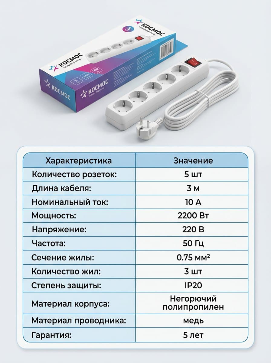 Карточка с характеристиками